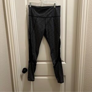 ATHLETA Plie Size Large Mesh Panel Leggings  Heathered Gray and Black Yoga